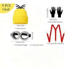 Women's Halloween Costume Set, 5Pcs Adult Cosplay Outfit With Yellow Knit Hat, Goggles , Dance Party Dress-Up Kit - Dance Party Costume 5PCS - View 7
