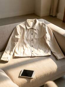 Men's Linen Short Single-Breasted Jacket - Khaki - View 4