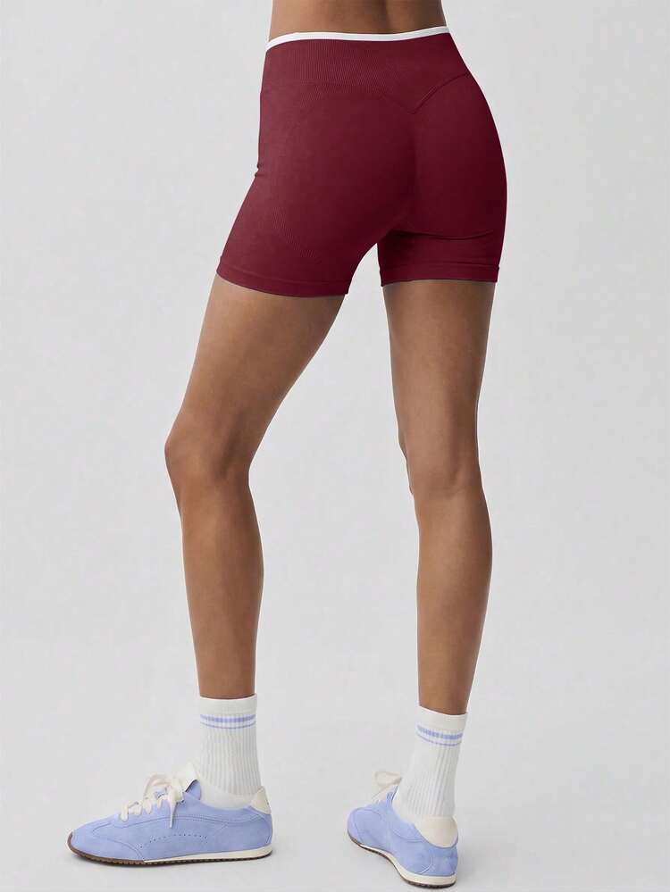 High Waist Slimming Shorts, Hidden Lift Tight Shorts, Curve Cycling Shorts, Women's Boyshort Panties, Waist Shaping, Curve Plus Size, Black Shorts, Sports Shorts, Skinny Shorts, Women's Fitness Shorts - Red Violet - View 4