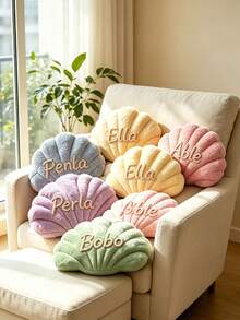 Handmade Customized Name Shell Pillow, Suitable For Sofa Or Bedside, English Letter Couple Gift, Available For Bulk Orders, Soft Bedside Decorative Cushion, Wedding Gift, Multiple Colors Available - Multicolor - View 5