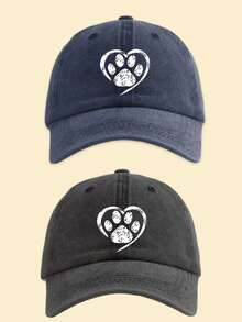 1pc Distressed Dog Paw Print Washed Baseball Cap, Classic Casual Vintage Style, Soft Sweat-Absorbing Band, Adjustable Size, Sun Protection, Versatile Retro Dad Hat - Multicolor - View 20