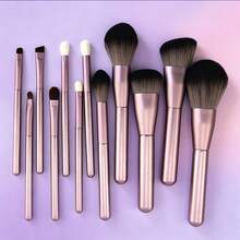 YZIMENG 6/12pcs Professional Makeup Brush Set, Soft Synthetic Bristles, Wooden Handle Cosmetic Brushes, For Foundation, Blush, Eyeshadow, Complete Face Makeup Tools For Daily And Professional Use - Lilac Purple - View 5