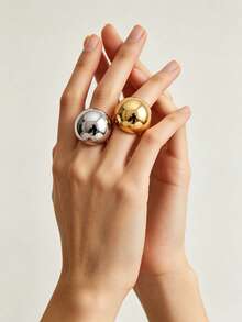1pc Oversized Oval Stainless Steel Women's Ring - Oversized Oval Women's Ring - View 10
