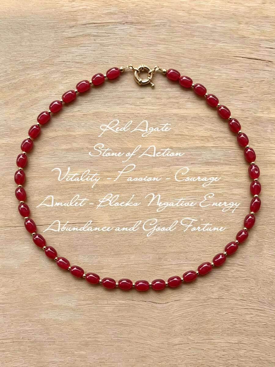 Natural Red Agate Gemstone Necklace - A Gift Of Spiritual Protection - Red Agate - View 1