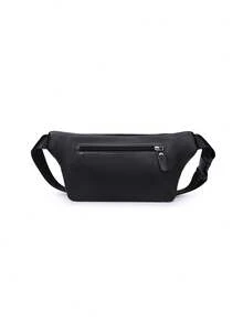 Men's PU Waist Bag Multifunctional Large Capacity Chest Bag, Casual Sports Portable Mobile Phone Crossbody Bag - Black - View 5