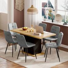 Wood & Black Desk + Grey PU Chair