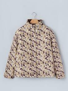 Acelitt Autumn/Winter Casual Stand Collar Cow Print Down Jacket, Lightweight Padded Coat, Suitable For Daily Streetwear - Multicolor - View 3