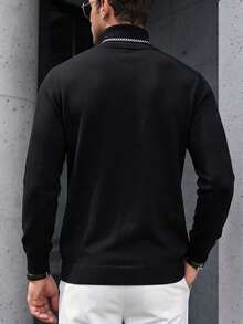 GRDR Men's Knitted Turtleneck Long Sleeve Sweater - Black - View 2