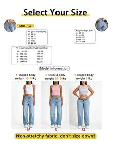 Solid Color Washed Casual Denim Long Pants Women's All Season New Arrival Minimalist Daily - Medium Wash - View 6