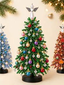 1pc DIY Beaded Christmas Tree Craft Kit+Tools, Colorful Bead And Ornament Components For Handmade Tabletop Holiday DisplayChristmas Decor,Christmas Home Decor,Room Decor, Festive Party Decoration, Seasonal Craft Project, Gift And Winter Home Display - DIY Christmas Tree Kit - View 8