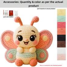 DIY Crochet Material Kit]3 Styles Insect Plush Set Snail/Butterfly/Honeybee Beginner Friendly One-Stop Material Kit Yarn Knitting Ornament Gift For Girlfriend And Best Friend - C-Multicolor Set - View 8
