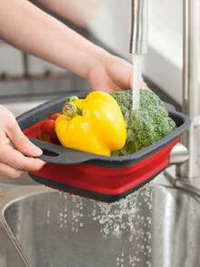 1pc/2pcs Large/Small Foldable Draining Basket, Collapsible & Convenient Home Tool For Kitchen & Dining, Ideal For Cleaning Vegetables & Fruits With Quick Water Drainage,Food,,Kitchen,Travel,Kitchen Items,Kitchen Tools,Kitchen Things. - Multicolor - View 7