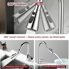 2pcs Universal Kitchen Sink Faucet, Multi-Spray Mode Replaceable Faucet Nozzle With Switch, -Plated Kitchen Faucet With Sealing Tape - Silver - View 6