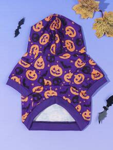 LUCKIE PAW 1pc Halloween Ghost Funny Pattern Pet Sweatshirt, Physical Flea Protection, Reduces Shedding, Warm & Breathable Dog Vest, Suitable For Small & Large Dogs And Cats, Indoor & Outdoor - Purple - View 9