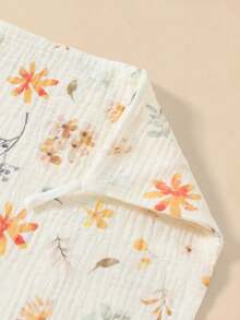 5pcs Floral Pattern Cartoon Animal Print Baby Pure Cotton Crinkle Fabric Bibs Feeding Handkerchiefs Drool Cloths - Multicolor - View 7