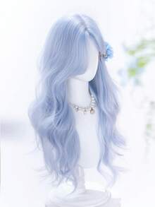 alicegarden 28 Inch Long Synthetic Wig, Natural Wavy Hair, Stunning Blue, Middle Part Design, Suitable For Women's Daily, Party, Cosplay Use, Natural And Durable, Wig Gift (Accessories Not Included) - Blue - View 5