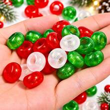 50pcs Glitter Acrylic Translucent Large Hole Sparkle Spacers, Pony Beads For DIY Beaded Pens, Hair Braiding, Jewelry Making & Holiday Craft Supplies - Random Color - View 2