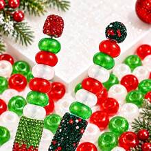 50pcs Glitter Acrylic Translucent Large Hole Sparkle Spacers, Pony Beads For DIY Beaded Pens, Hair Braiding, Jewelry Making & Holiday Craft Supplies - Random Color - View 5