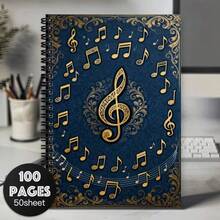 [Ideal Gift]Music Notebook, Teacher Appreciation Gift, Musician Writing Diary, Lined Paper, Flat Lay Spiral Binding, Subject Notebook, Pen Not Included - One Book (50 Pages, 100 Pages) - View 27