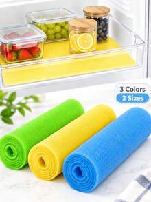 1 Roll 50cm*100cm*3mm Cuttable PU Foam Refrigerator Liner Mat, Green Yellow Blue Solid Color Perforated Breathable Quick-Dry Moisture-Proof Sponge Pad, Reusable Fruit Vegetable Drainage Mat, Suitable For Refrigerator Drawers, Cabinets, Kitchen Home Daily Use - Multicolor - View 2