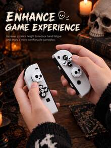 جيمدورا – مجموعة أغطية عصا التحكم وأزرار الاتجاهات لوحدات تحكم سويتش NS2/Joy-Con (نمط الجمجمة/الزهور) – تصميم مضاد للانزلاق؛ هدية مثالية للاعبي سويتش، مثالية لعيد الهالوين أو عيد الميلاد - مشاهدة 4