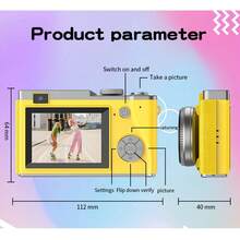 Cámara digital compacta de bolsillo de 6400MP con enfoque automático, 4K, detección de rostros, pantalla de 2.4", zoom óptico 16X, batería recargable, incluye 2 pegatinas - LK-003 morado + pegatina * 2 - Ver 11