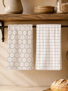 MEMNUN 2件裝奶茶色格紋花卉印花廚房抹布洗碗布 15.75*23.62in(40*60cm) 超細纖維聚酯材質 現代柔軟洗碗布 廚房抹布、洗碗布、手巾、抹布、家居裝飾、廚房裝飾、烹飪烘焙手巾 廚房配件 可機洗 清潔日用品 適合餐廳廚房日常裝飾與禮品 四季通用 - 彩色 - 查看 1