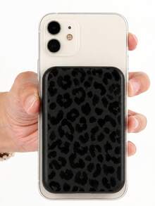 Leopard Print Soft Silicone Protective Case Compatible With A2384 Mag‑ Mobile Power Bank EMC 3624, Non‑Magnetic Shockproof Anti‑Scratch Protective Cover, Portable Power Bank Sleeve Shell, Power Bank Not Included - Black - View 5