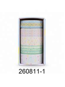 5 Rolls/Box Simple Pattern Glitter PET Tape Set, 3 Widths Of Stylish Tape, Perfect For School Supplies, Crafts, And Gift Wrapping, A Handbook Gift For Friends - Sets - View 15