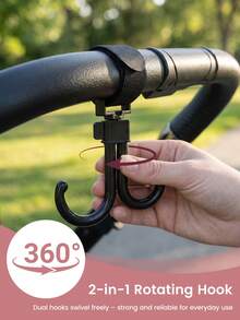 Pengait Kereta Bayi yang Dapat Diputar 360°, Klip Gantungan Tas Universal, Aksesori Gantungan Organizer Kereta Bayi Putar Ganda, 2 Buah/Set - MultiWarna - View 4