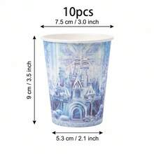 10/20/60 Pcs,Blue Ice Castle Printed Disposable 9oz Paper Cups,Frozen Pattern Drinking Cups,Heavy Duty Party Tableware For New Year Office Party,Frozen Princess Celebration,Winter Wonderland Gathering - Multicolor - View 6