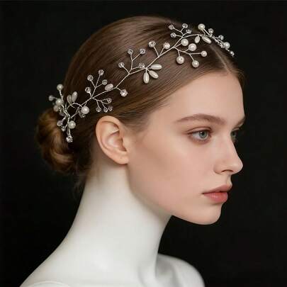 1pc Elegant Party Iron Hairband Bridal Wedding Hair Accessory All Season