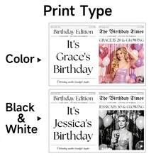 1pc Customized Birthday Newspaper Poster, Personalized Photo Name Date Birthday Email Print, Photo Booth Prop Reception Decor, Engagement Birthday Decoration, Party Gift, Birthday - Multicolor - View 9