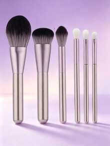 YZIMENG 6/12pcs Professional Makeup Brush Set, Soft Synthetic Bristles, Wooden Handle Cosmetic Brushes, For Foundation, Blush, Eyeshadow, Complete Face Makeup Tools For Daily And Professional Use - Lilac Purple - View 6