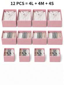 3/6/9/12pcs Foldable Fabric Storage Boxes, Baby Clothes Organizer Dividers, Closet Drawer Compartment Storage, Suitable For Baby Room/Socks/Daily Storage - Multicolor - View 18