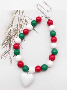 1pc Macaron Color Dopamine Heart Beaded Necklace For Women - Batch Colors May Have Slight Variations - necklace - View 30