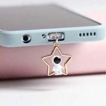 2pcs Astronaut Star & Moon Decor Phone Dust Plug - Gold - View 4