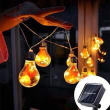 Lampu Hias Natal Multi-Skenario Universal 5m 10 LED Tenaga Surya Bentuk Daun Maple, Cangkang Bohlam Transparan Bergaya Vintage dengan Daun Maple Realistis Terintegrasi, Pencahayaan Hangat, Tekstur Daun Merah yang Jelas, Suasana Musim Gugur yang Kaya, Kawat Fleksibel untuk Dililit atau Digantung, Cocok untuk Lengkungan, Pagar, Ambang Jendela, Pohon Taman, Dinding Latar Belakang Homestay, Pemasangan Mudah, Dilengkapi dengan Panel Surya Efisiensi Tinggi - Bola lampu daun maple bertenaga surya - View 3