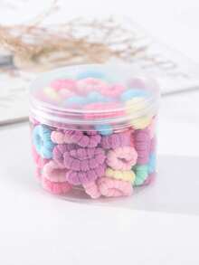 100pcs Solid Color Cute Hair Scrunchies, Hair Accessories, Ponytail Holders, Hair Ties Hair Elastics - Multicolor - View 5