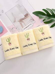 1/3 Pack 9.8*19.7 Inch 100% Pure Cotton Cactus Embroidered Hand Towel, Thickened Skin-Friendly Soft Face Towel, High Absorbency, Suitable For Shower, Kitchen Hand Drying, Makeup Removal, School, Travel And Daily Home Use - Yellow - View 8