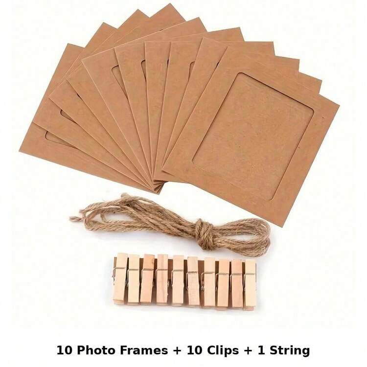 30件牛皮紙相框，懸掛式照片展示框，適用於4x6英吋相框，適合居家牆面裝飾、學校與辦公室裝飾 - 常規款 - 查看 9