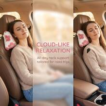 1pc 3D Flower Plush Car Headrest, Cute Girly Style Car Interior Decor Pillow, Travel Relaxation Neck Support Pillow, Soft And Comfortable Car Headrest - A - View 5