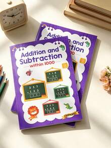 Libro de práctica de 1000 sumas y restas, cuaderno de aprendizaje de matemáticas, 32 páginas, entrenamiento de cálculo rápido de matemáticas para niños, libro de práctica de matemáticas elementales, material de educación en el hogar, suministros de enseñanza para el hogar y la escuela, esencial para el maestro, regalo de aprendizaje, regalo de Navidad/regalo de cumpleaños - Multicolor - Ver 7