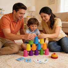 Memory Stacking Cups Game, Matching And Stacking Cups, Children's Matching And Stacking Toy, Competitive Stacking Toy, Fast Stacking Game Set With Bell And Pattern Cards, Educational Competitive Game, Christmas Gift, Christmas Decoration - Multicolor - View 6