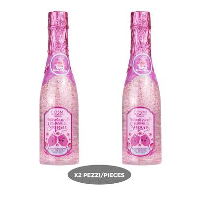 COSMI MILANO Lot de 2 gels douche parfum rose Cosmi Premium 250 ml, flacon champagne, mousse riche et délicate, parfum floral, idéal pour un bain relaxant, cadeau et spa à domicile