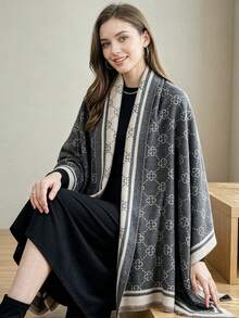 1PC Imitation Cashmere Elegant Four-Leaf Clover Pattern Jacquard Warm Scarf Women's New Autumn And Winter Fashion Versatile Air Conditioning Shawl - Multicolor - View 1