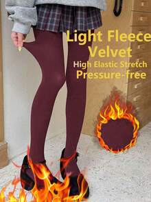 1 Pair Vintage Burgundy Solid Matte High Elasticity Anti-Snag Slimming Versatile Leggings Tights Socks For Women, Suitable For All Seasons, Daily Wear, Holiday Party Styling - Multicolor - View 2