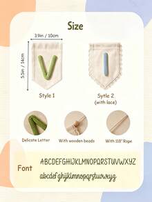 Personalized Canvas Lace Trim Name Bunting, Multi-Letter Multi-Color Triangle Flags, Customizable Your Name, Room Decor Banner, Fabric Letter Garland, Letter Room Decor Sign, Birthday Party Bunting Banner, Christmas Party Decoration - Multicolor - View 9
