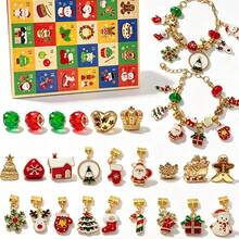 Christmas Advent Calendar 24 Day Countdown Surprise Box, Tear-Open Compartments With Assorted Xmas Charm Pendants, DIY Bracelet Making Set, Decorative Holiday Gift For Seasonal Gifting - 5 - View 7