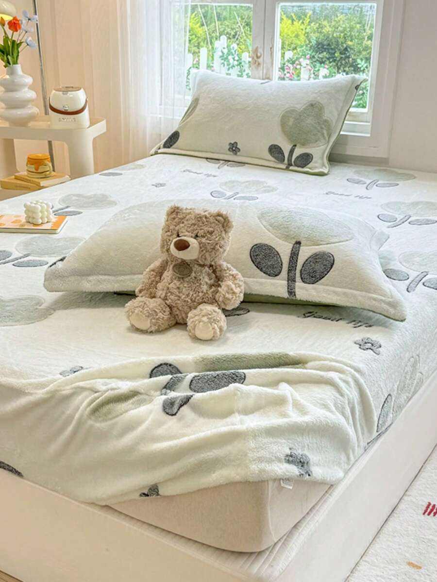 Autumn/Winter Thermal Lined Thickened 3 Pieces Bedding Set, Soft Comfortable Warm Bedding For Home Decor, Suitable For Bed, Sofa, Office, Room Decoration, Dorm, Machine Washable - Beige - View 1